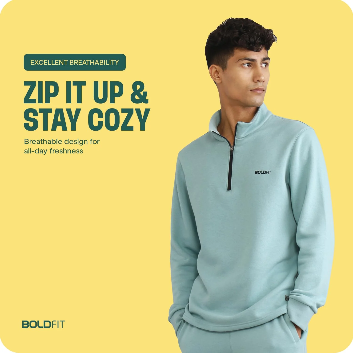Half-zipper Sweatshirt for Men - Black - Image 11