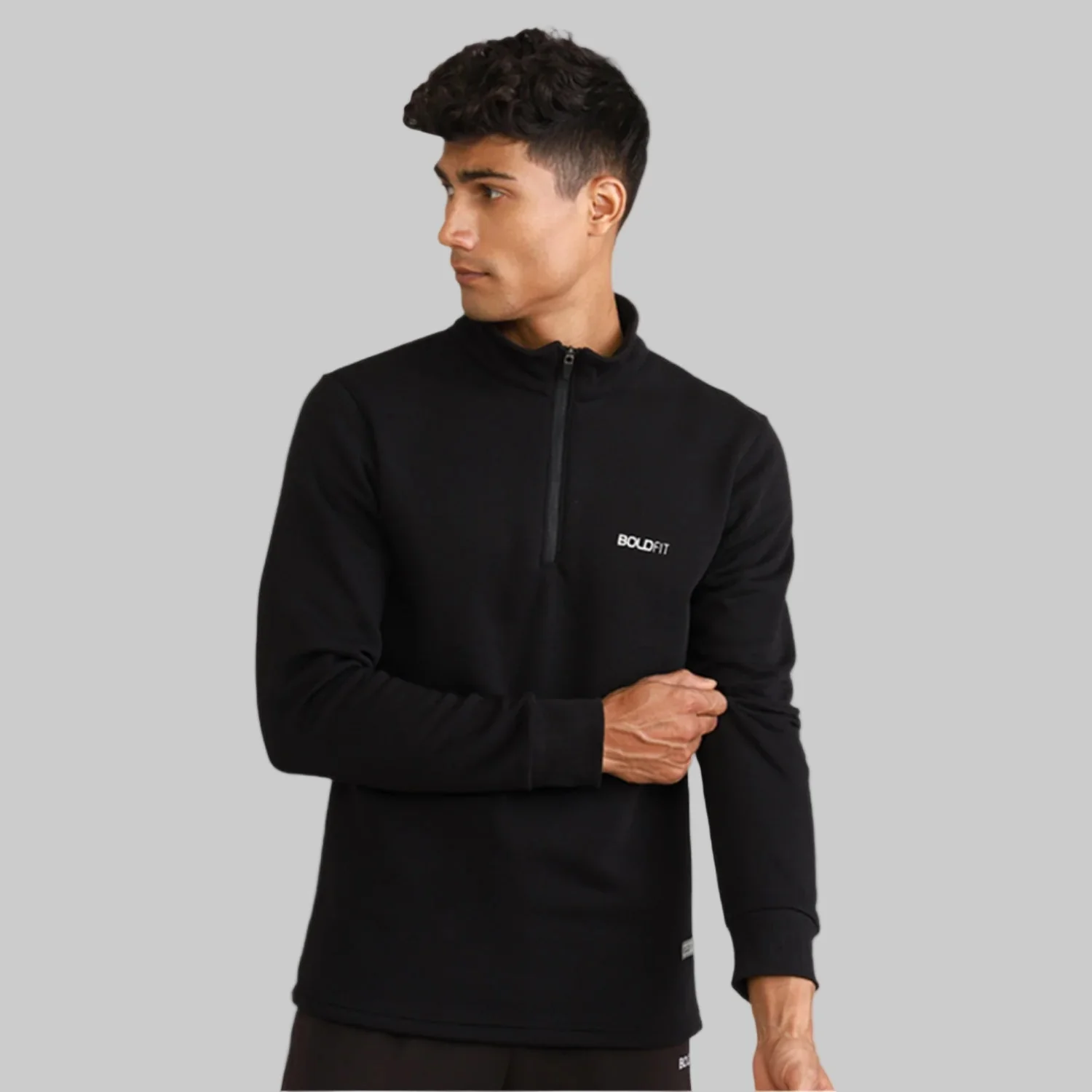 Half-zipper Sweatshirt for Men - Black - Image 23