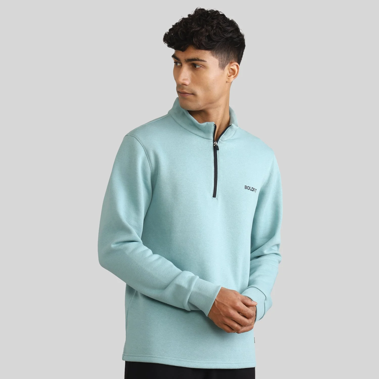 Half-zipper Sweatshirt for Men - Black - Image 39