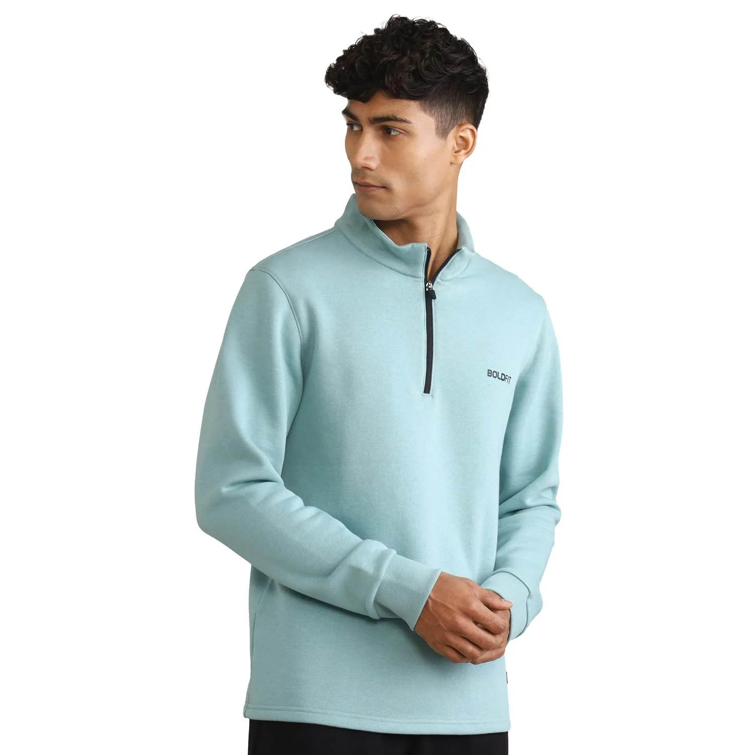 Half-zipper Sweatshirt for Men - Black - Image 7
