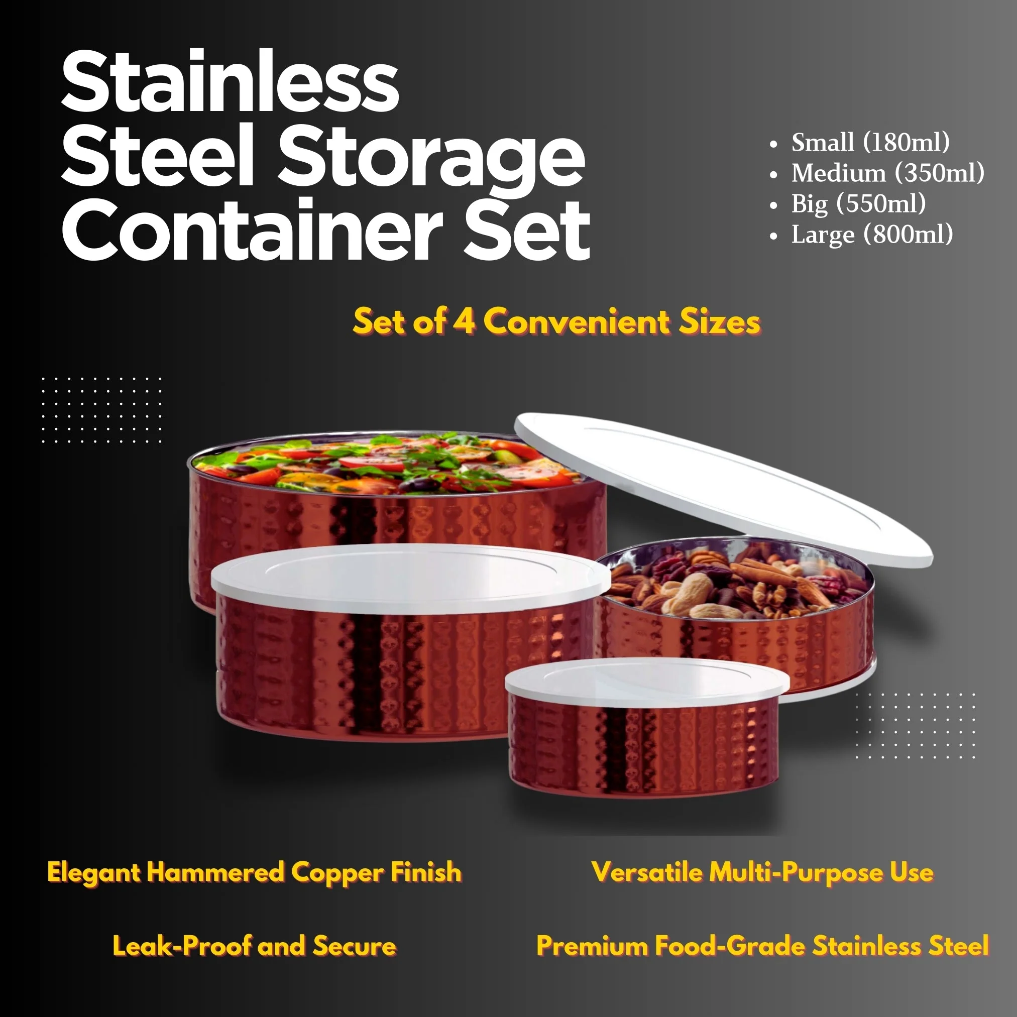 Hammered Stainless Steel Container Set of 4_JumboSpl - Image 5