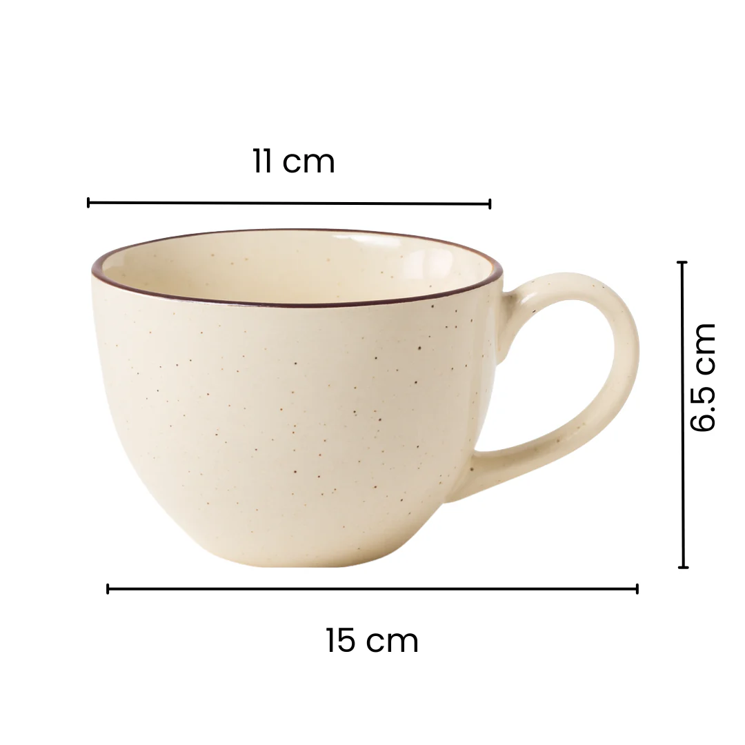 Handcrafted Beige Ceramic Mug with Brown Rim | Minimalist Coffee & Tea Cup | Microwave & Dishwasher Safe - Image 5