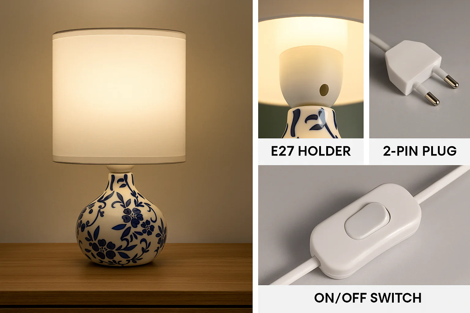 Handcrafted Ceramic Table Lamp with Linen Shade - Image 11
