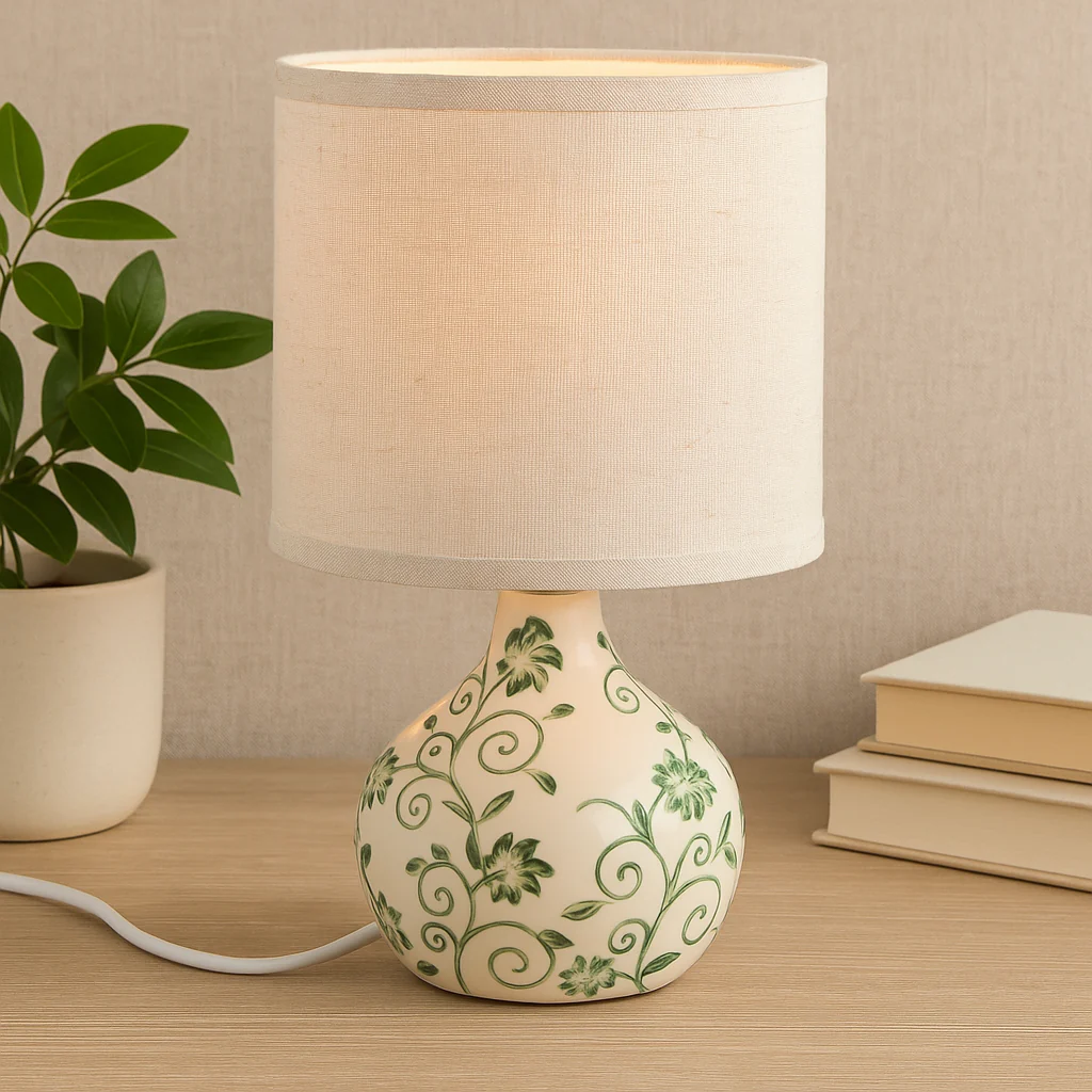 Handcrafted Ceramic Table Lamp with Linen Shade - Image 7