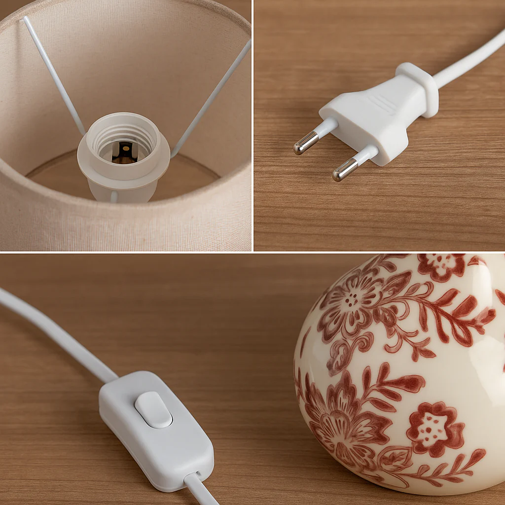 Handcrafted Ceramic Table Lamp with Linen Shade - Image 9