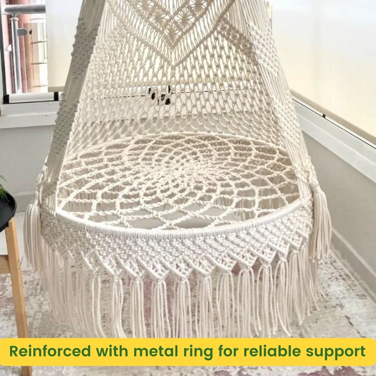 Handcrafted Macrame Swing Hammock – Cushion-Free Setup - Image 2