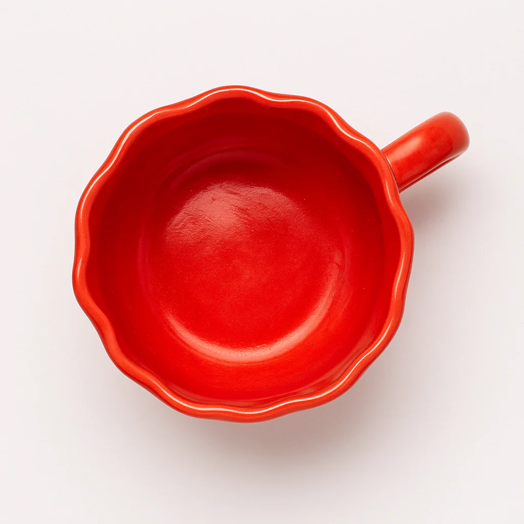 Handcrafted Red Heart Ceramic Cup | Wavy-Edge Glossy Mug for Coffee, Tea & Gifting - Image 3