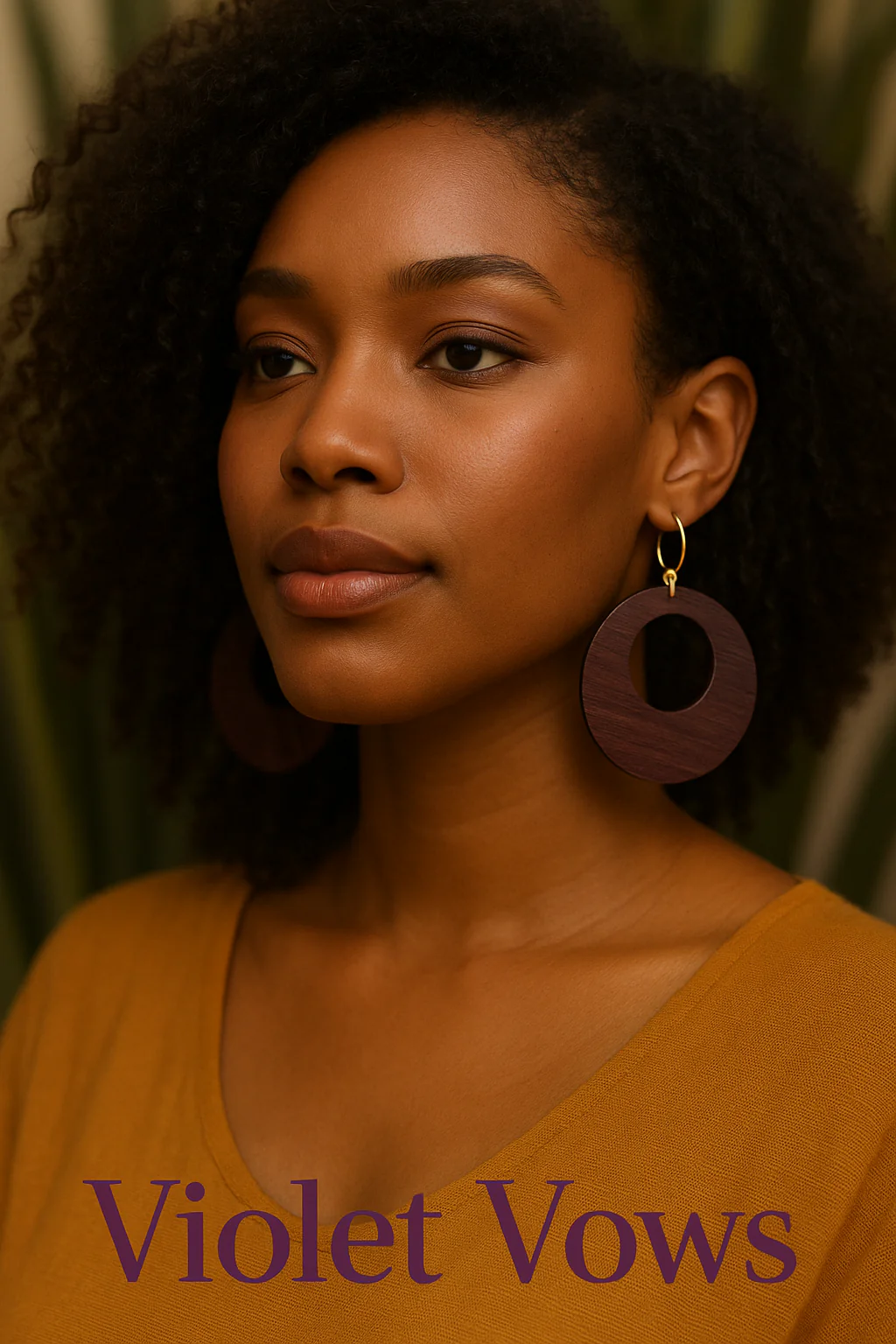 Handcrafted Wooden Hoop Earrings - Image 4