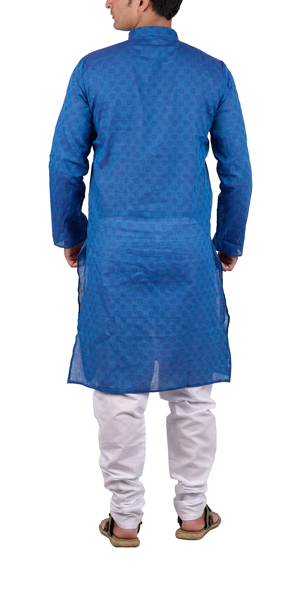 Handloom Cotton Kurta in Blue - Image 3