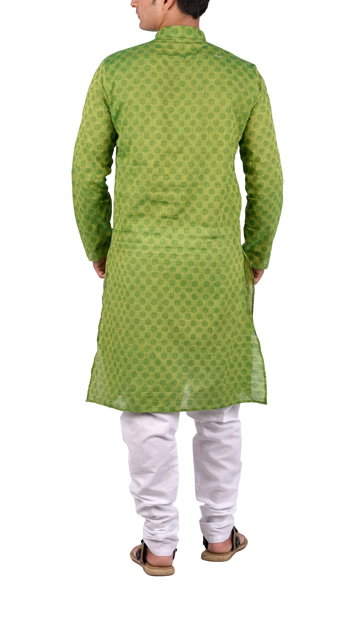 Handloom Cotton Kurta in Green - Image 3
