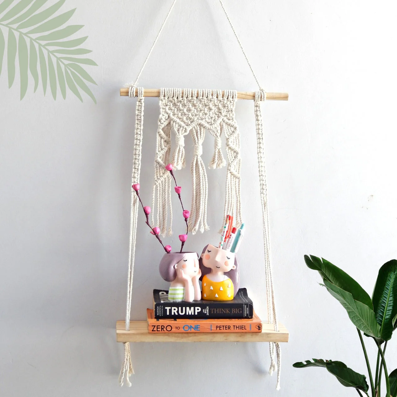 Handmade Macrame Hanging Shelf – Boho Chic Display Shelf by Ecofynd