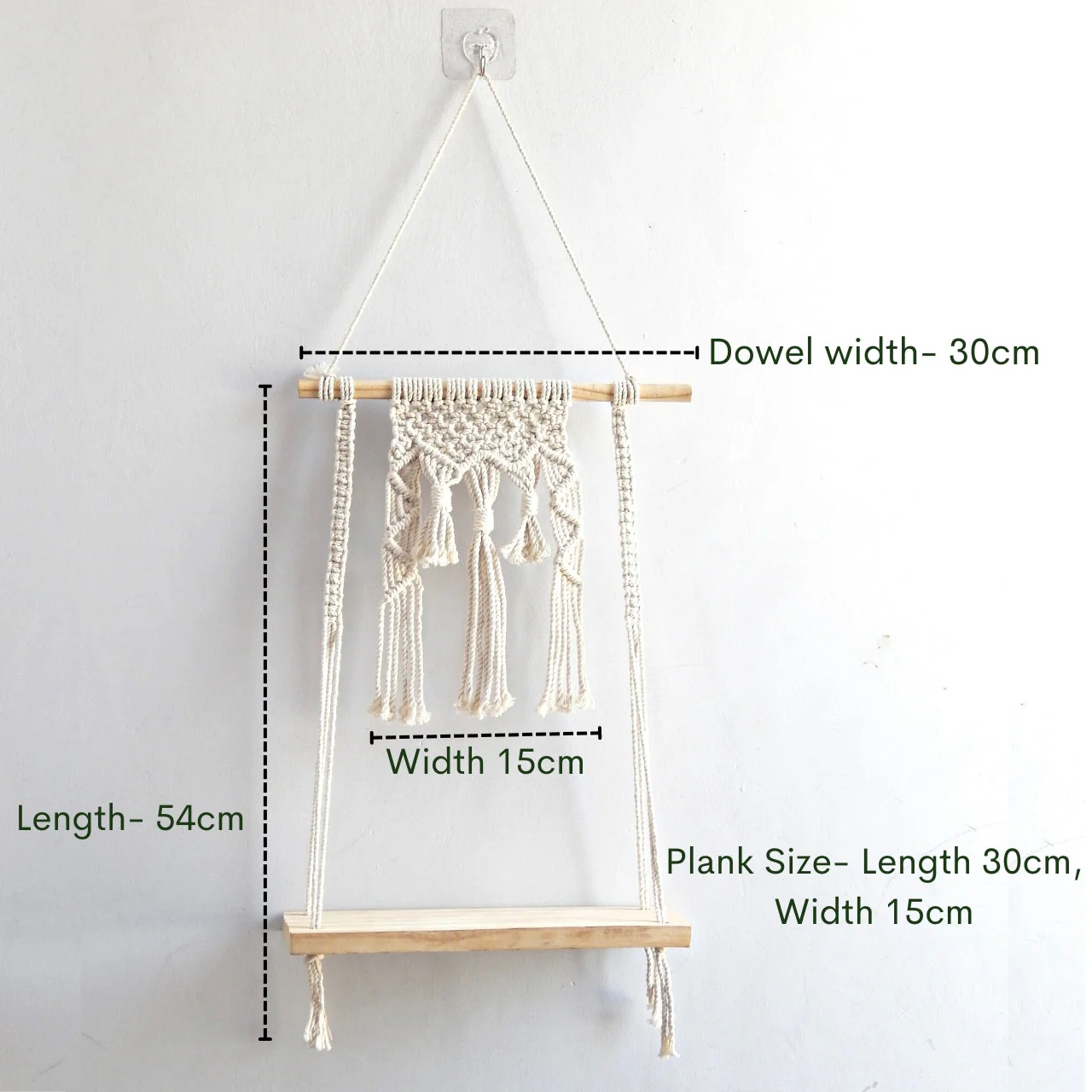 Handmade Macrame Hanging Shelf – Boho Chic Display Shelf by Ecofynd - Image 2