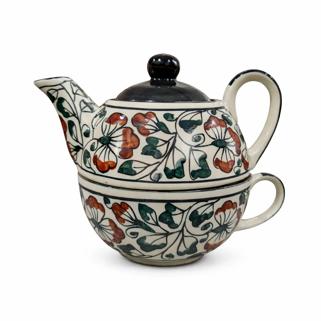 Handpainted Multicolour One kettle cup set | Set of 1 - Image 4