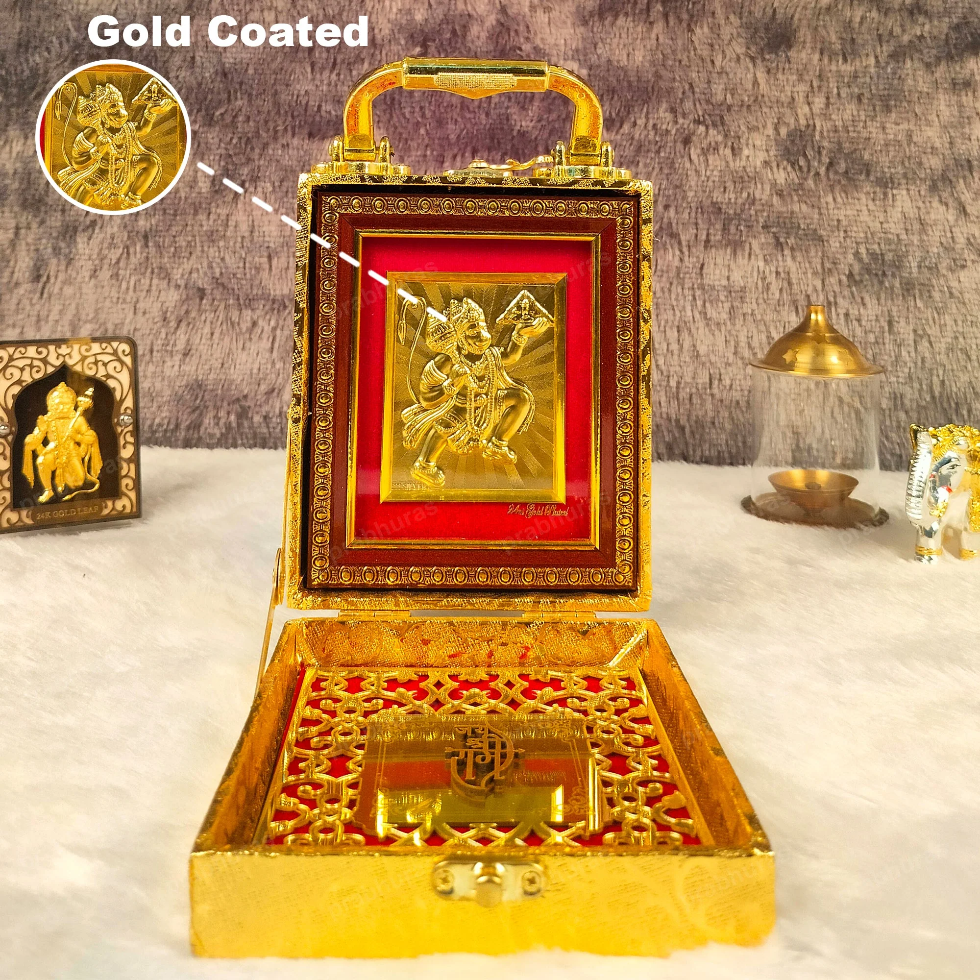 Hanuman ji With Attachi Gift Box Gold Coated - Image 6