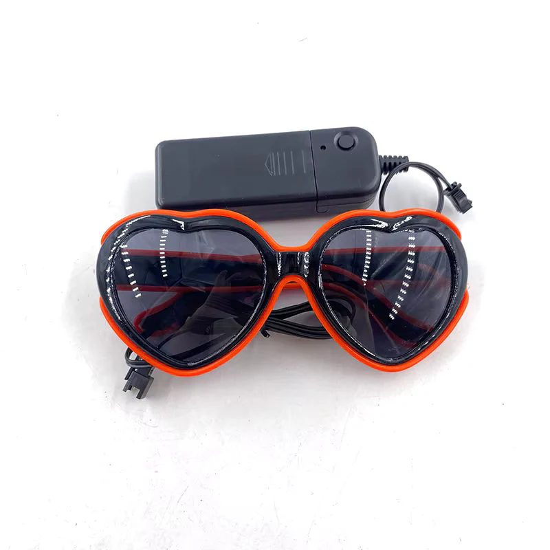 Heart Led Party Goggles Night Events EL wired Partywear Glasses 1pc - Image 2