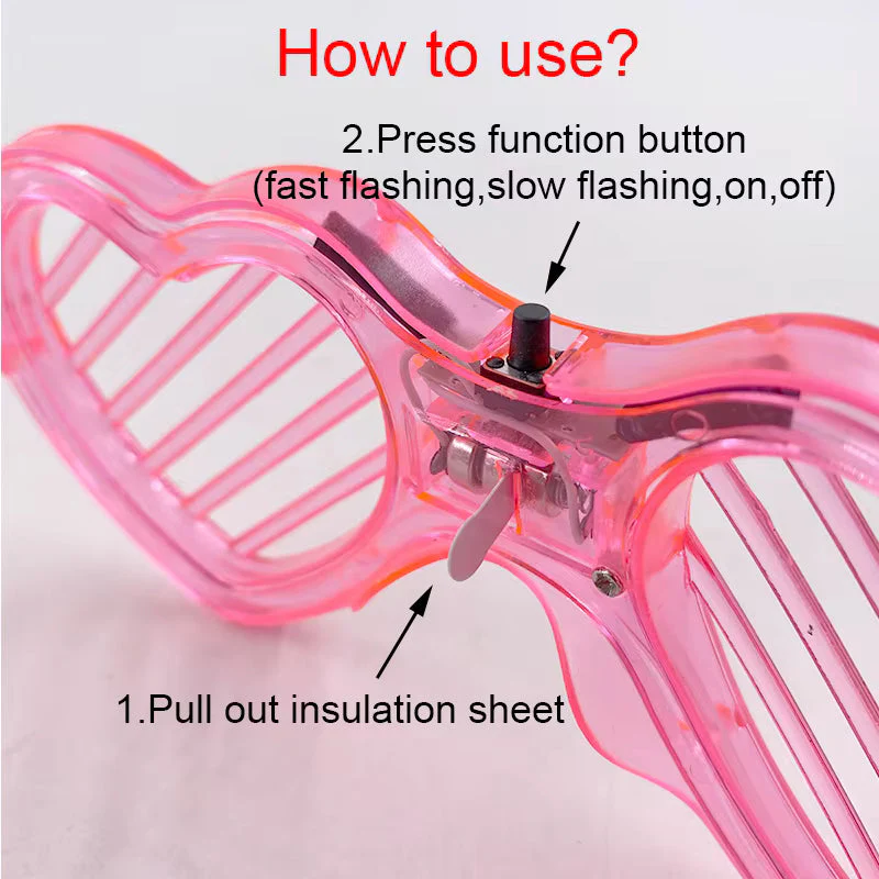 Heart Led Party Goggles Night Events Wireless Partywear Glasses 1PC - Image 4