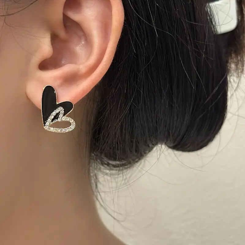 Heart’s Desire Charms Black Stud Earring - Image 3