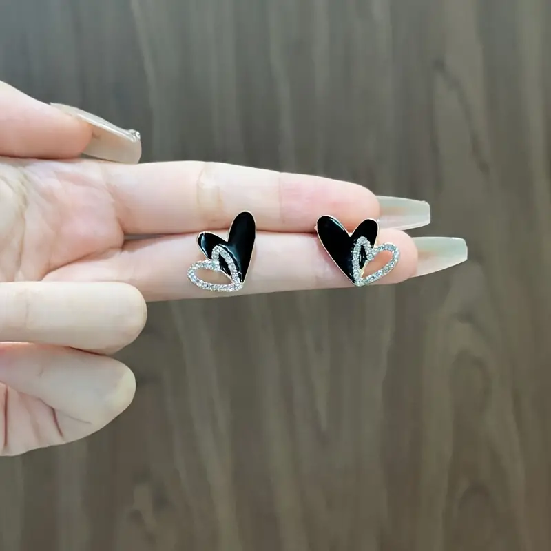 Heart’s Desire Charms Black Stud Earring - Image 5