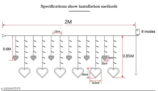 Heart-Shaped LED Curtain Lights Fairy Lights String Lights - Image 5