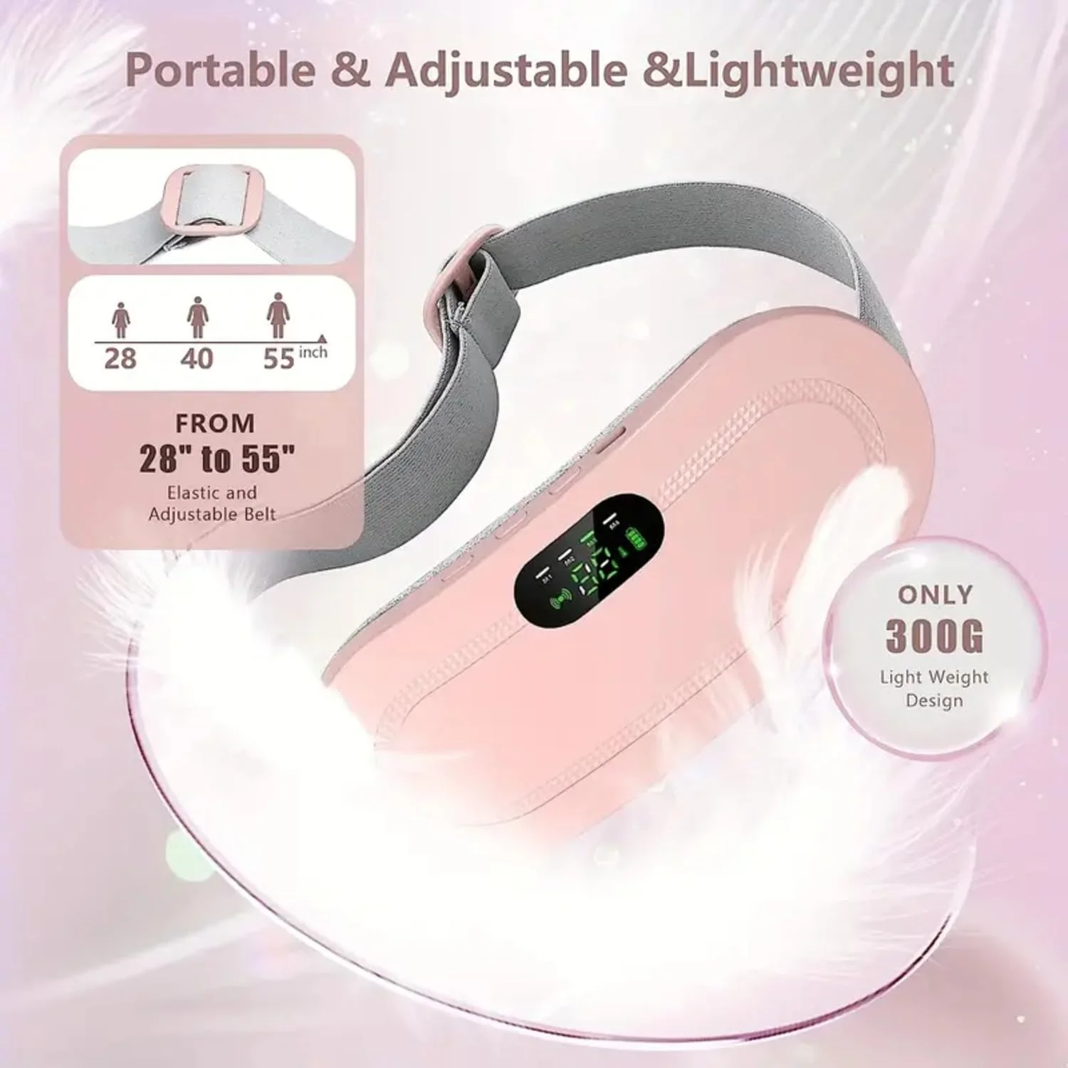 HeatEase: Portable Cordless Menstrual Heating Pad & Massage Belt with Adjustable Heat & Vibration for Period Pain Relief - Image 4