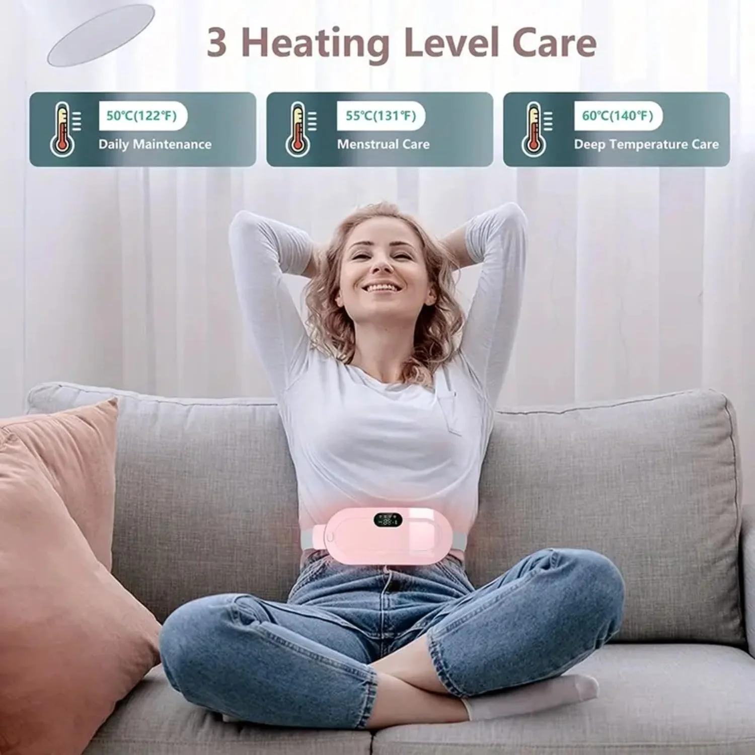 HeatEase: Portable Cordless Menstrual Heating Pad & Massage Belt with Adjustable Heat & Vibration for Period Pain Relief - Image 6