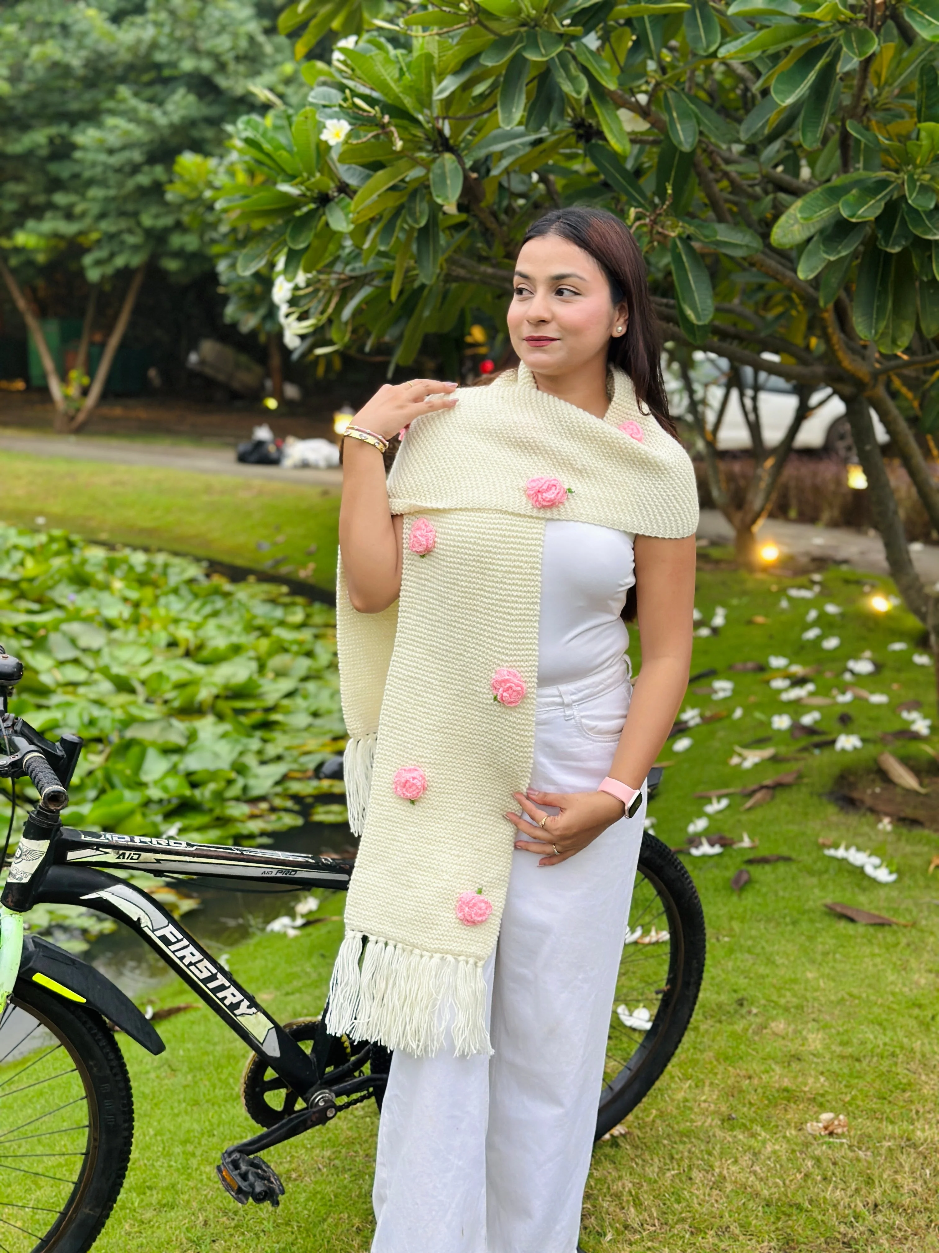 Helen Rose Handmade Scarf - Peach - Image 3