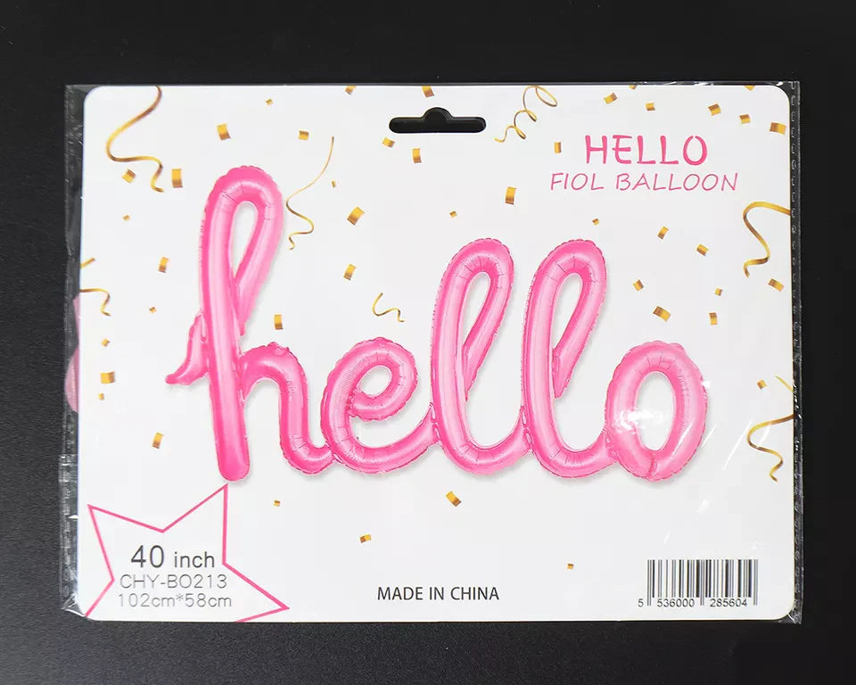 Hello Cursive Letter Foil Balloon Set (Pink) (Pack of 1) - Image 2