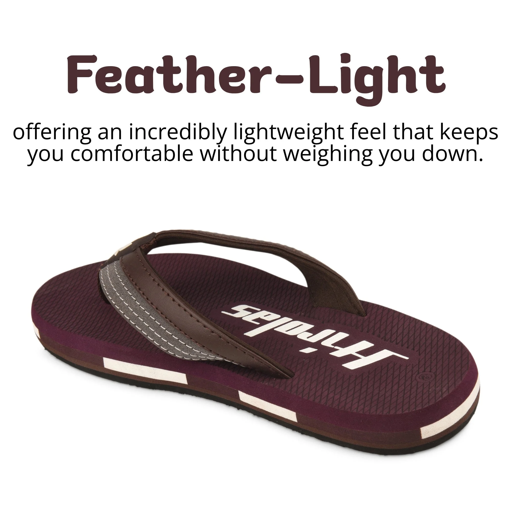 Hirolas Men’s Maroon EVA Flip Flops Lightweight Casual Slippers for Daily & Beach Wear -HROFF36MRN - Image 4