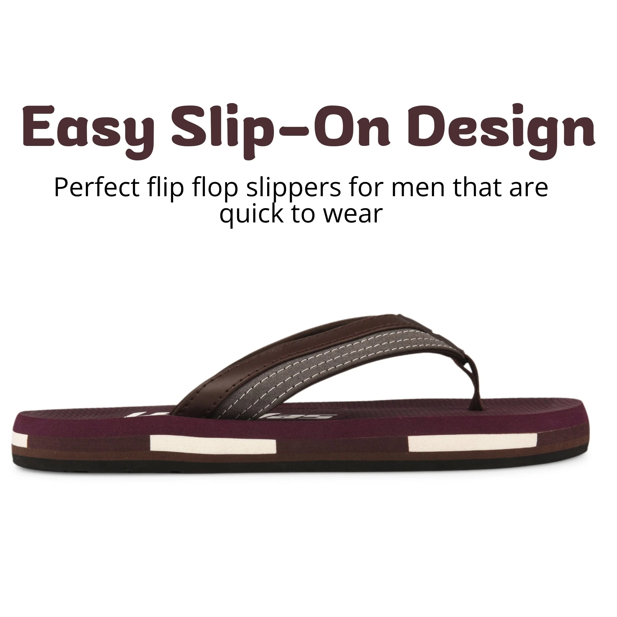 Hirolas Men’s Maroon EVA Flip Flops Lightweight Casual Slippers for Daily & Beach Wear -HROFF36MRN - Image 5