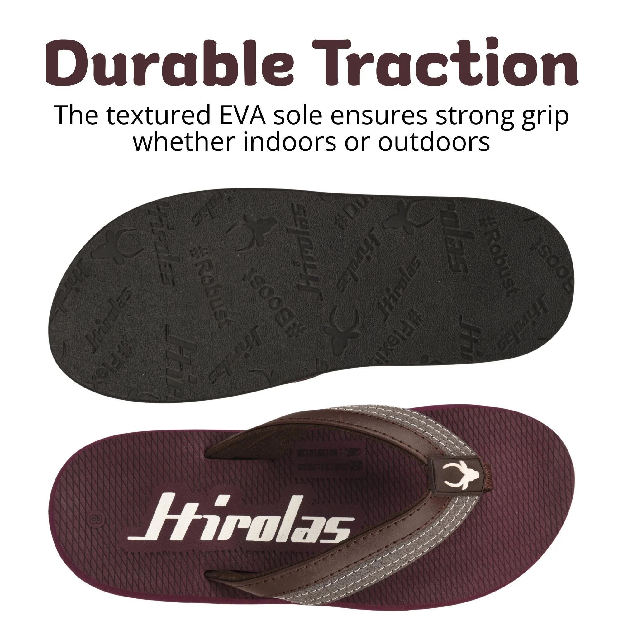 Hirolas Men’s Maroon EVA Flip Flops Lightweight Casual Slippers for Daily & Beach Wear -HROFF36MRN - Image 6