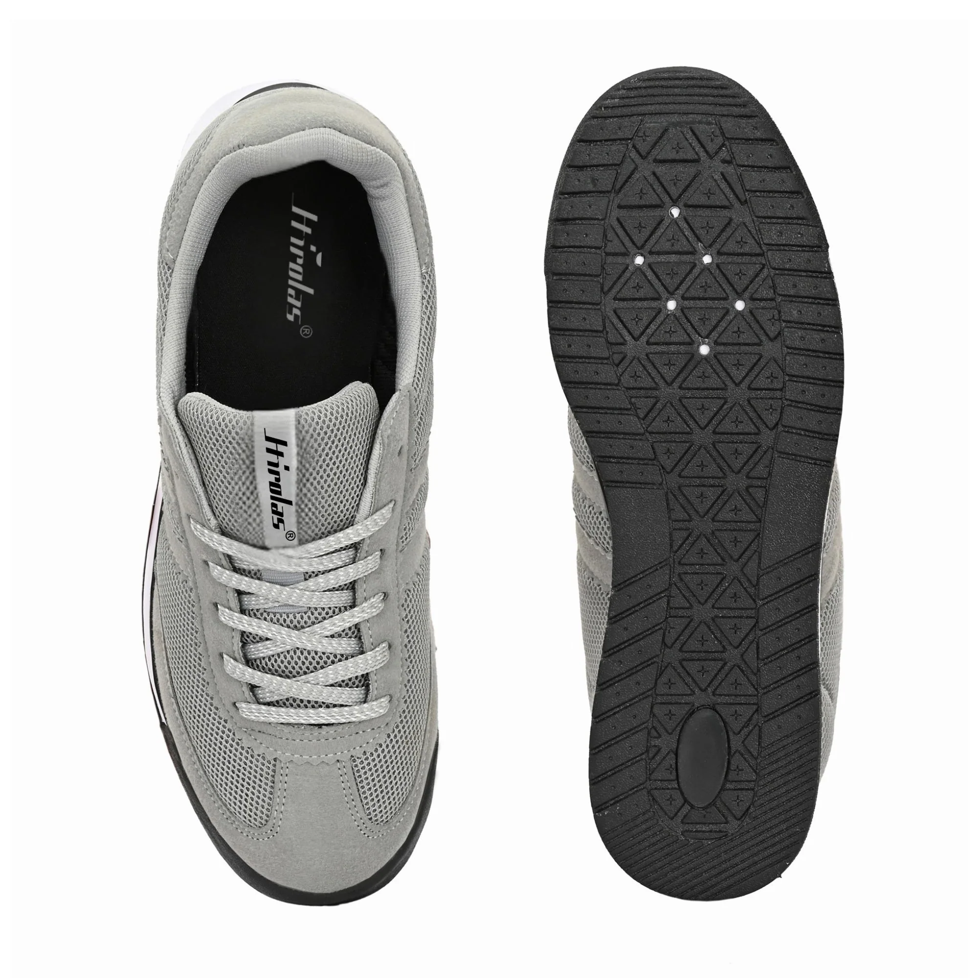 Hirolas Men's Grey Running Shoes Lightweight Breathable Mesh Sneaker Non-Slip Casual with Cushioning & Comfort Sole HRLSN01GRY - Image 6