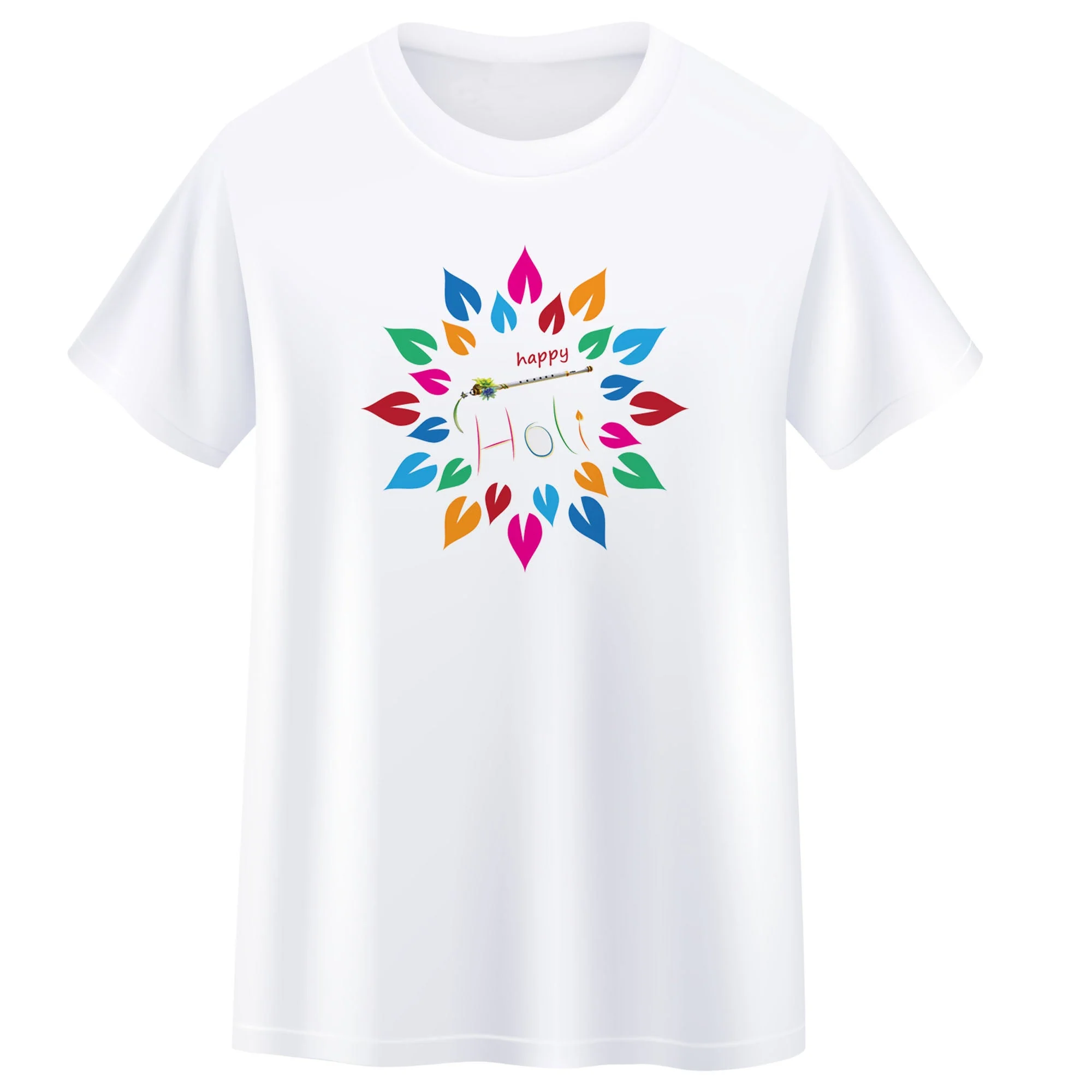 Holi T-shirt (Leaf Happy Holi) Desgion Multicolor Men/Women Kids T-shirt