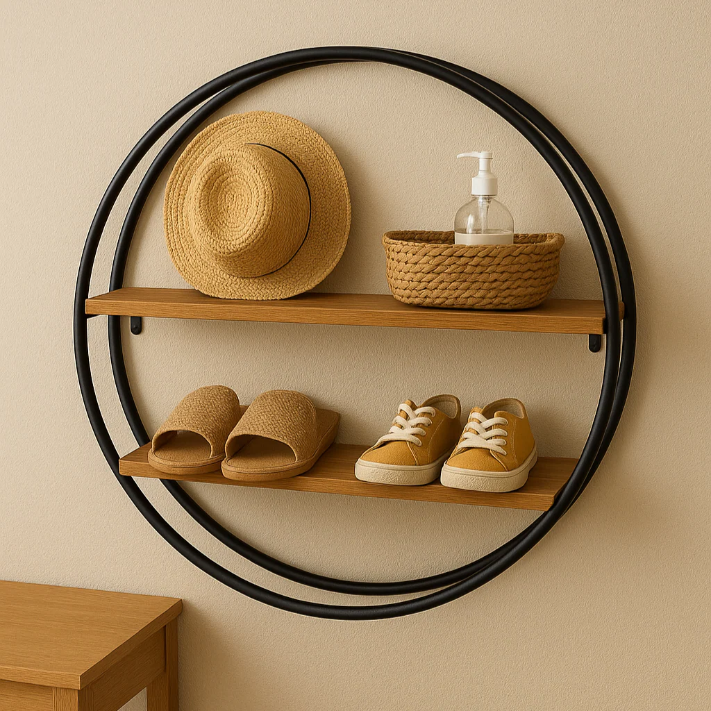 Home Creative Circular 2 Floors Wall Mounted Flower Pot Toy Cup Book Shelves - Image 2