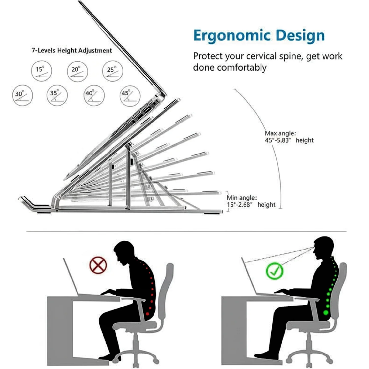 Home Foldable Height Adjustable Laptop Stand (1 Pc) - Image 4