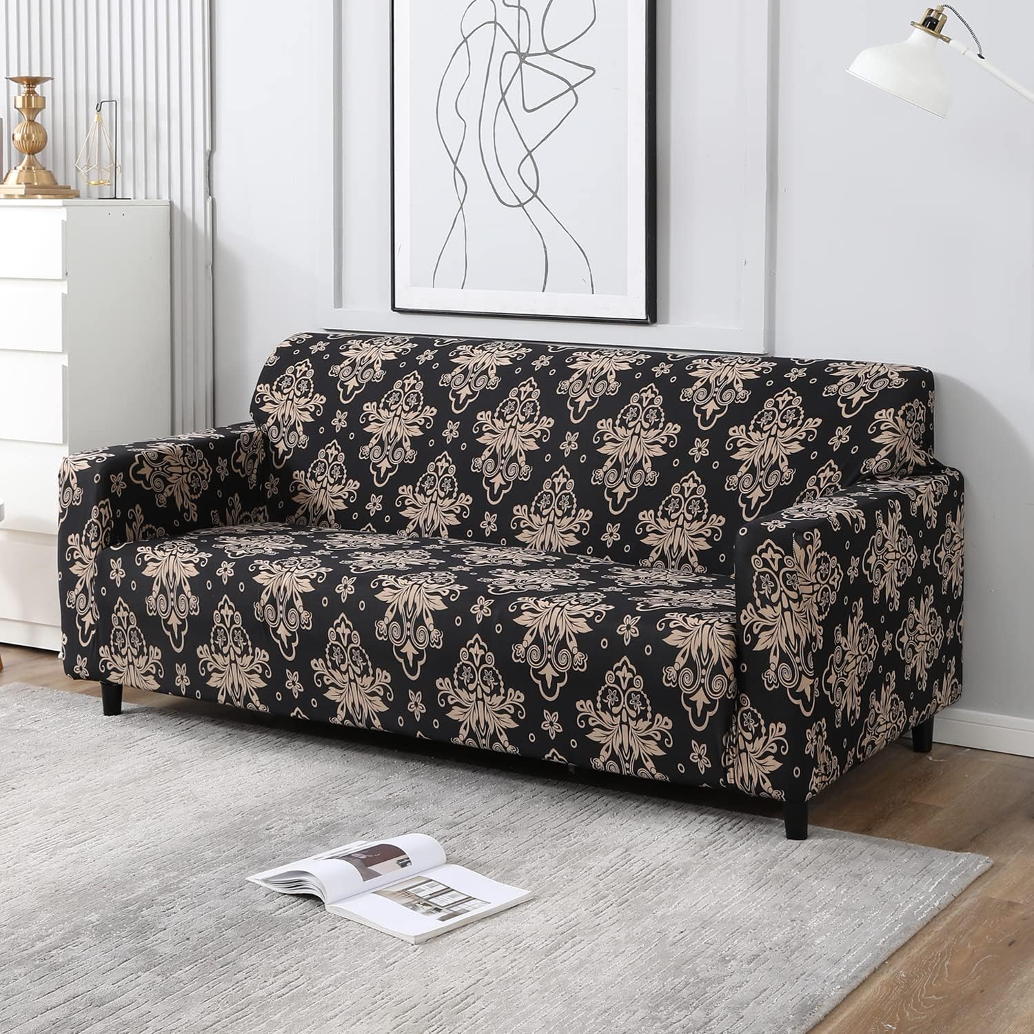 Homecrown Stretchable Fully Covered 5 Seater Sofa Cover Set (3+1+1) – Ethnic Design, Universal Fit & Non-Slip Protection - Image 2