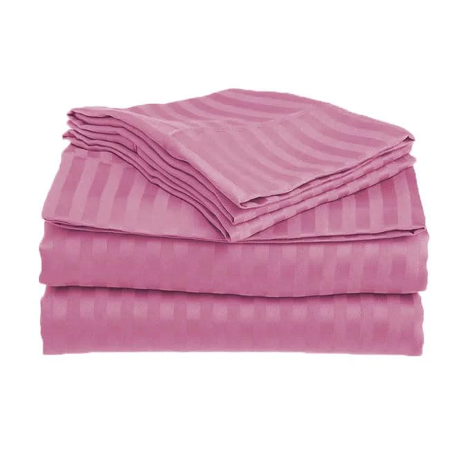 Homecrown Stripe Bedsheet for Single Bed with 1 Matching Pillow Cover – Light Pink - Image 4