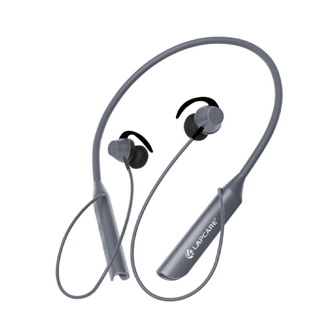 HOODS PLUS Wireless Neckband With 44Hrs Playtime, IPX4 Water Resistant - Grey (LNB-131)