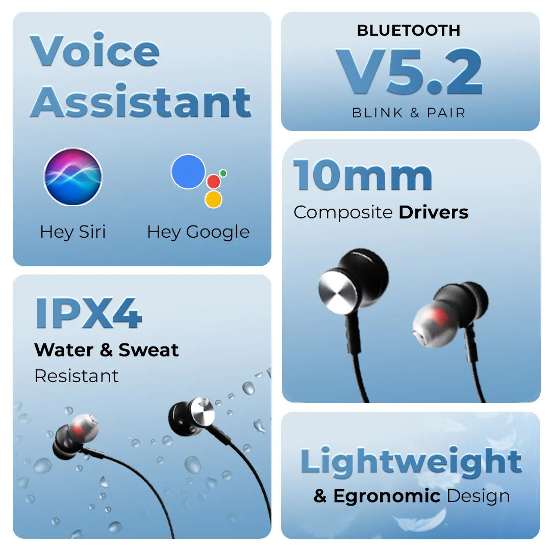 Hoods Wireless In-Ear Neckband With Upto 30Hrs* Playtime & Crystal Clear Speech Mic - Image 6