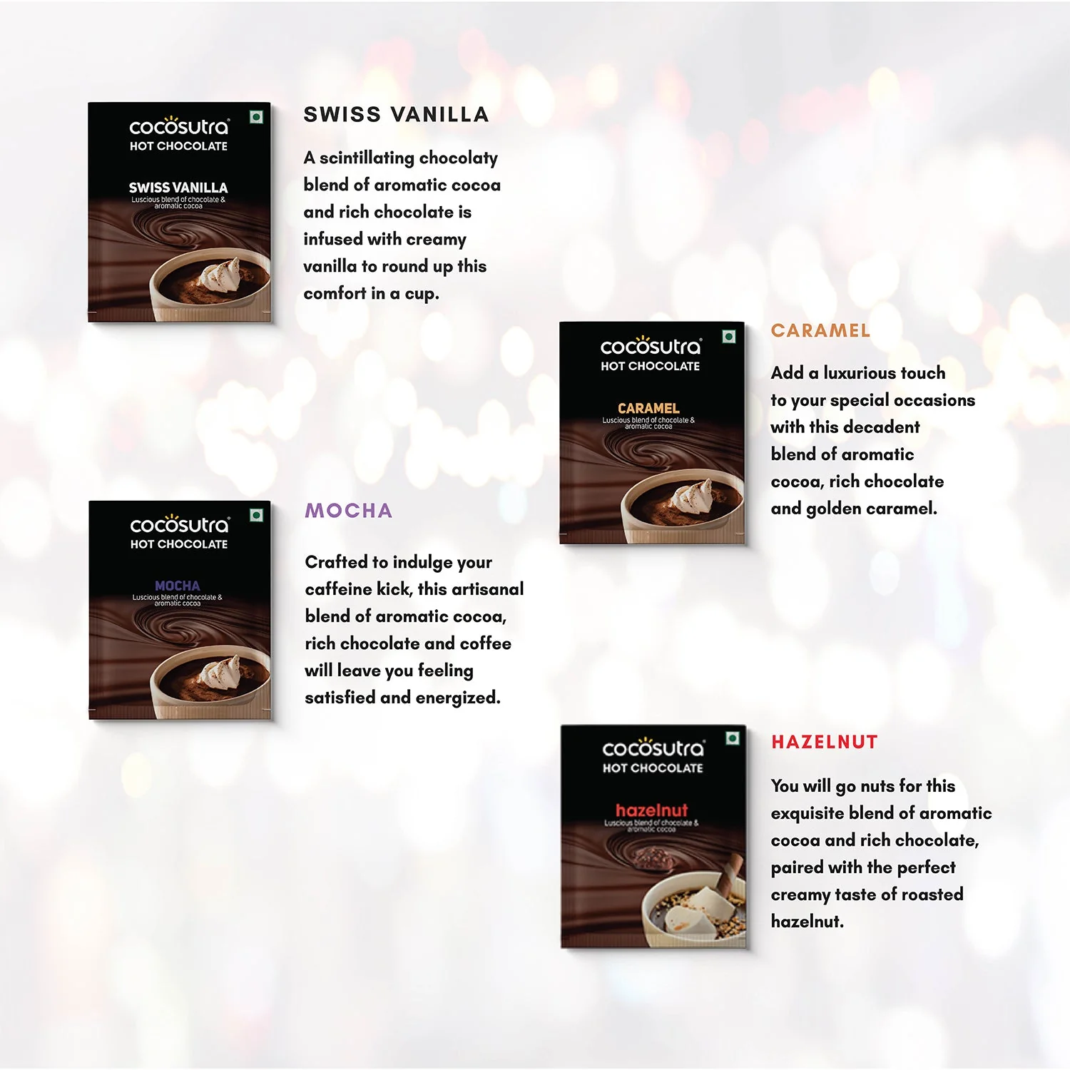 Hot Chocolate | 4 Flavors | 20g each | 4 cups - Image 3