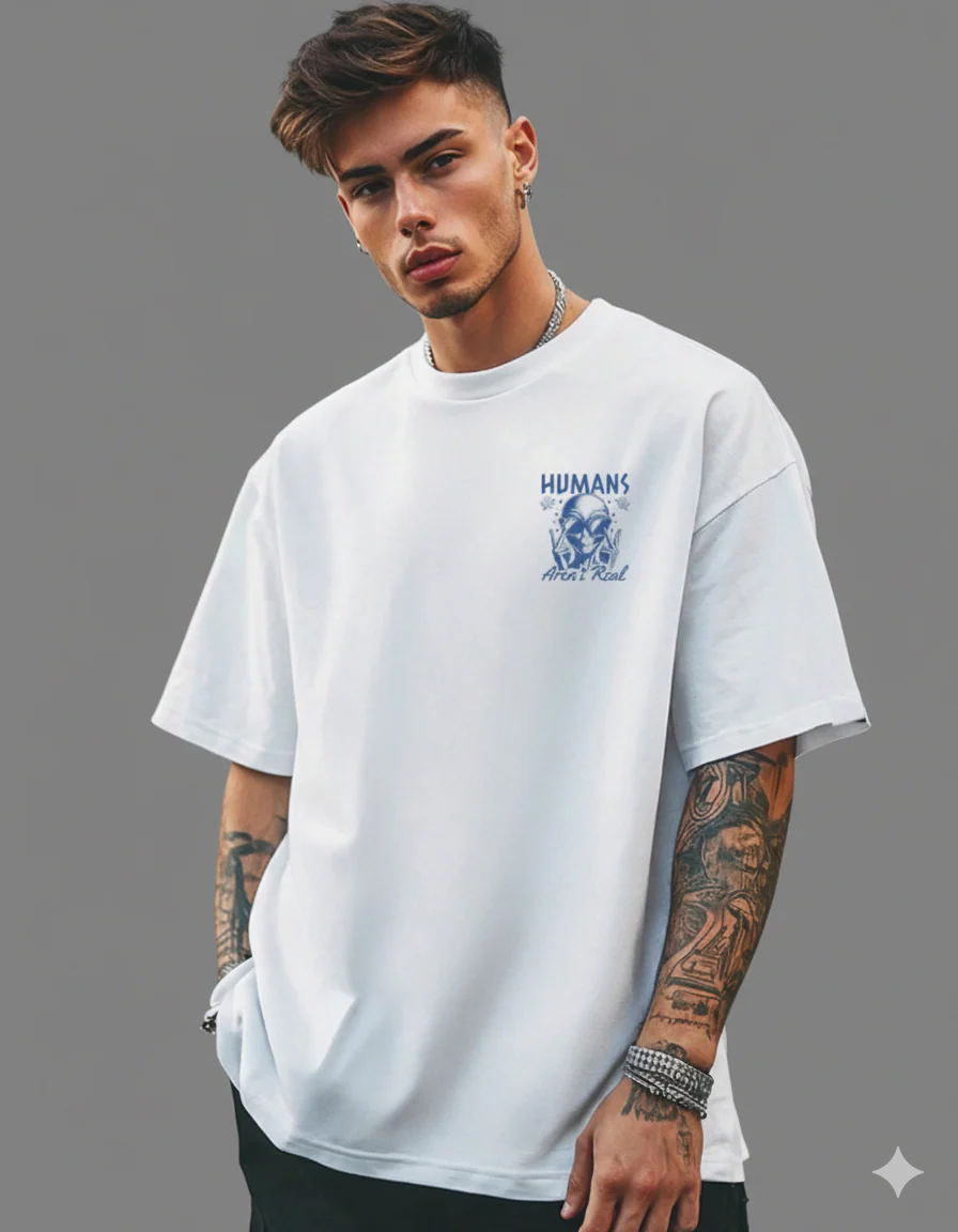Human White Oversized T-shirt - Image 3