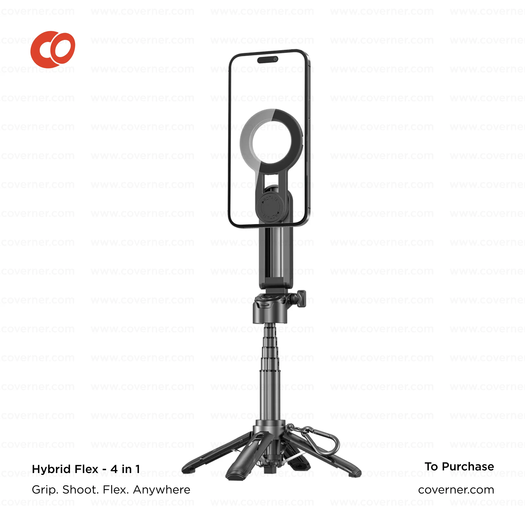 Hybrid Flex – 4-in-1 MagSafe Tripod, Selfie Stick, Wireless Grip & Camera Handle by Coverner India - Image 6