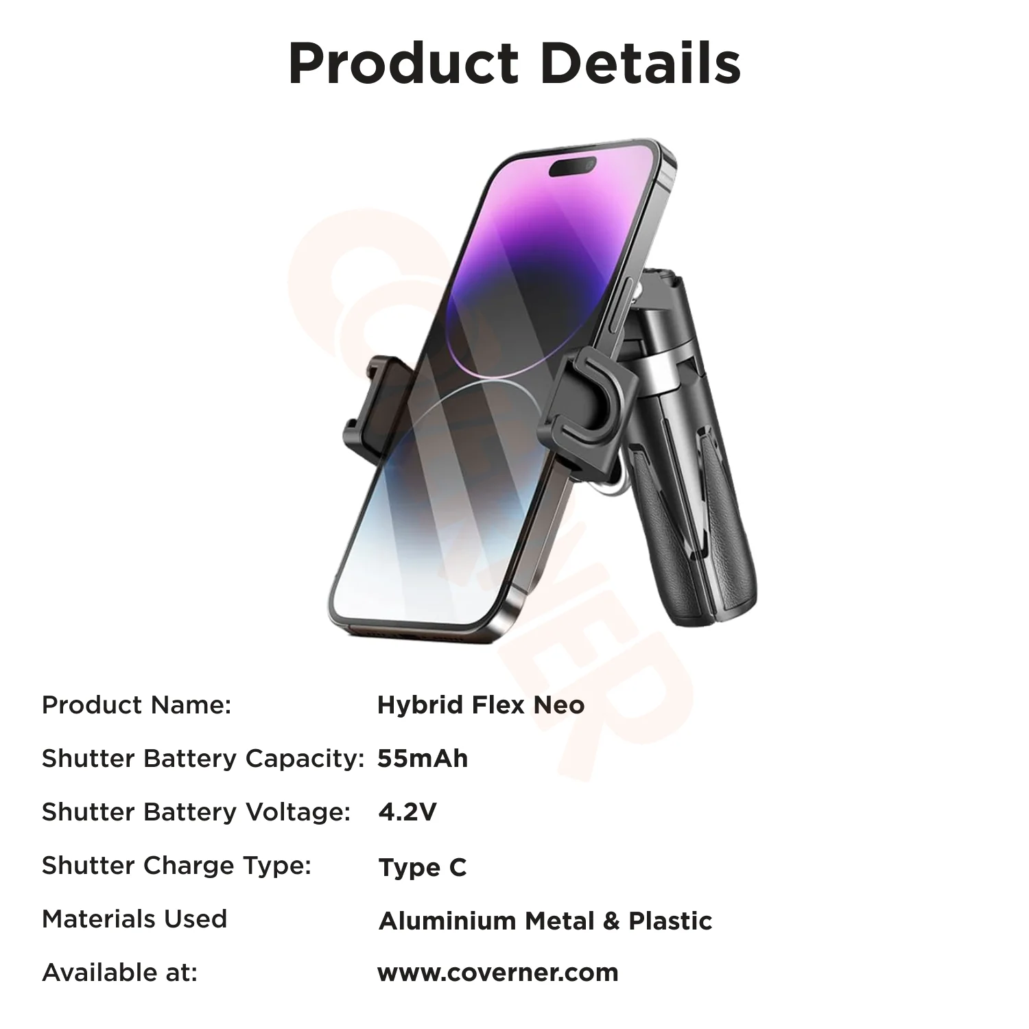 Hybrid Flex - Neo – 4-in-1 MagSafe Tripod, Selfie Stick, Wireless Grip & Camera Handle by Coverner India - Image 12