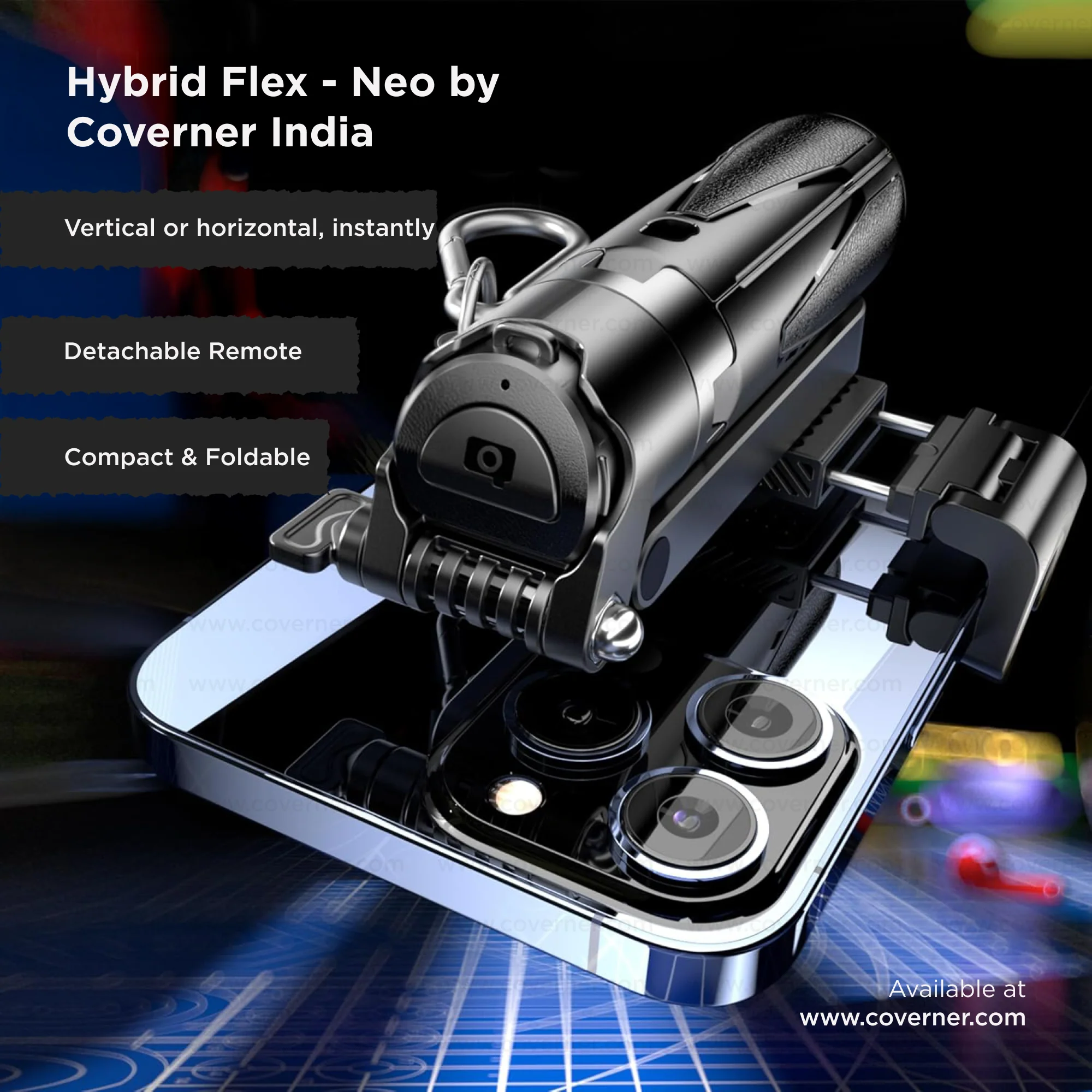 Hybrid Flex - Neo – 4-in-1 MagSafe Tripod, Selfie Stick, Wireless Grip & Camera Handle by Coverner India - Image 7