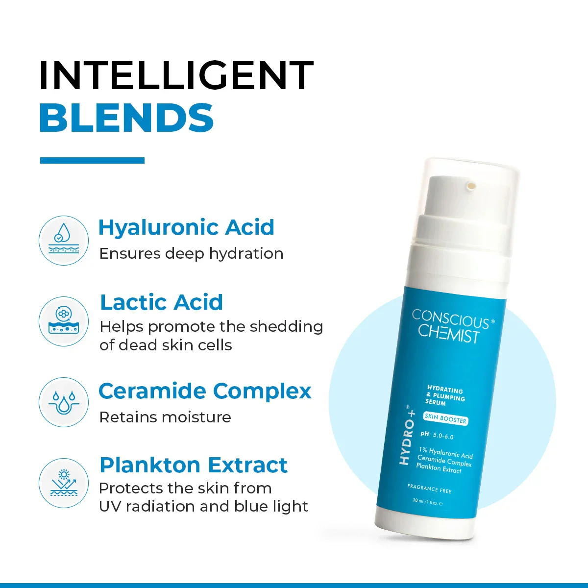 Hydro+ Hydrating & Plumping Serum | 1% Multi-Molecular Hyaluronic Acid | 30 ml | CK - Image 3