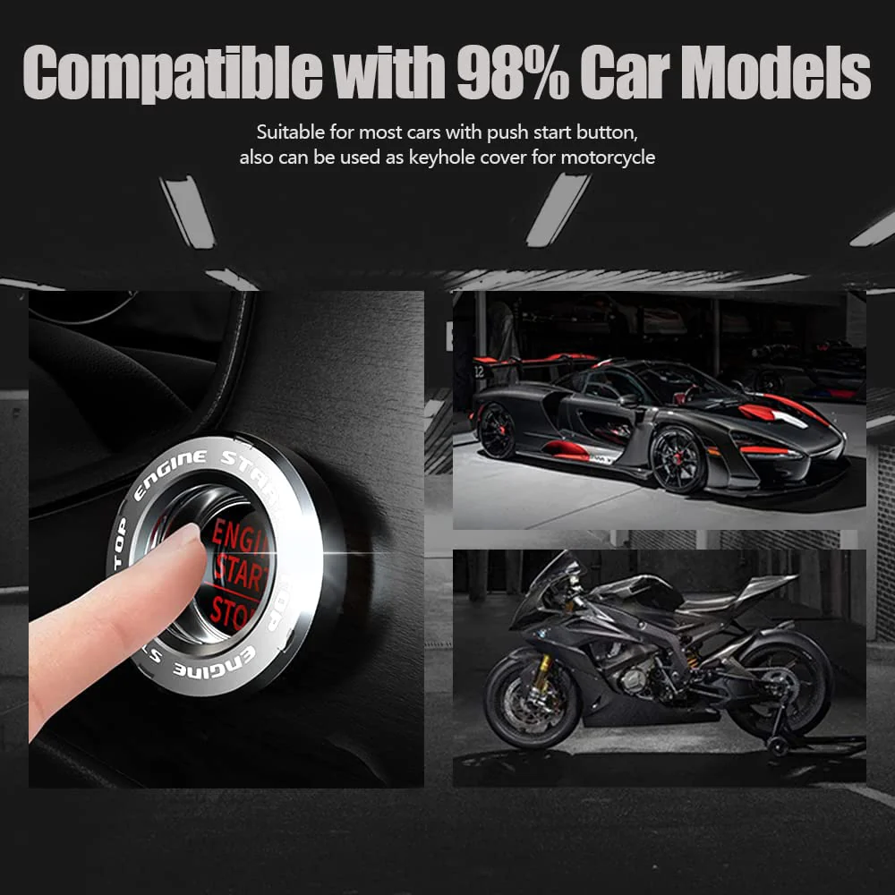 Ignitron: Engine Start/Stop Button Cover with Zinc Alloy Rotary Ring, Stylish Ignition Protector for Cars, SUVs & Motorcycles (Tungsten Gold Finish) - Image 5