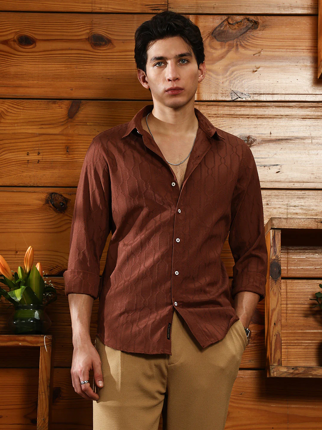 Indie-Geometric Jacquard Shirt - Image 2