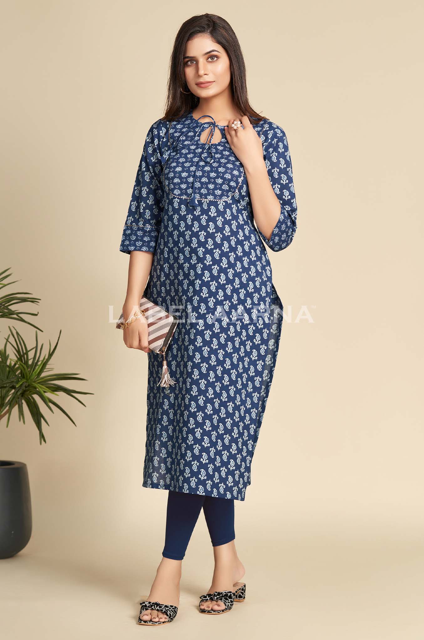 Indigo Blue Printed Cotton Kurti
