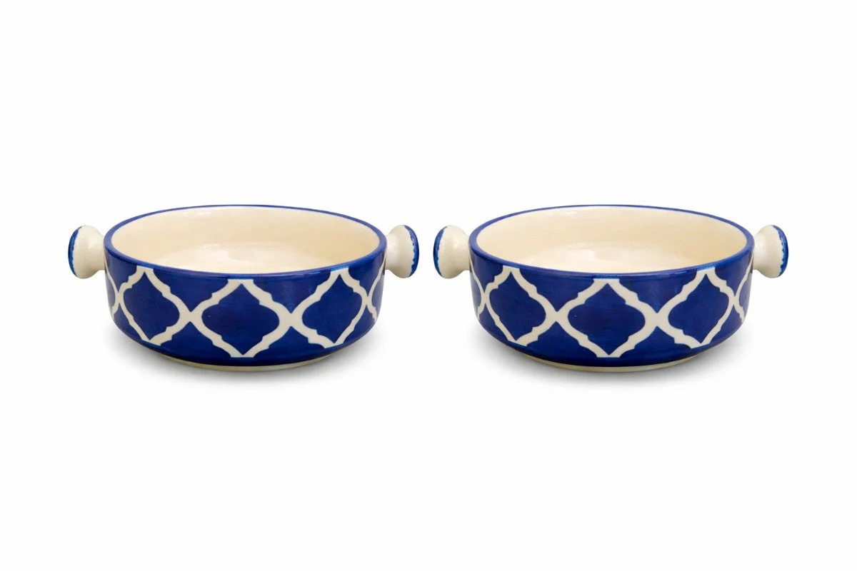 Indigo Mosaic Ceramic Soup Bowls | Set of 2 - Image 3