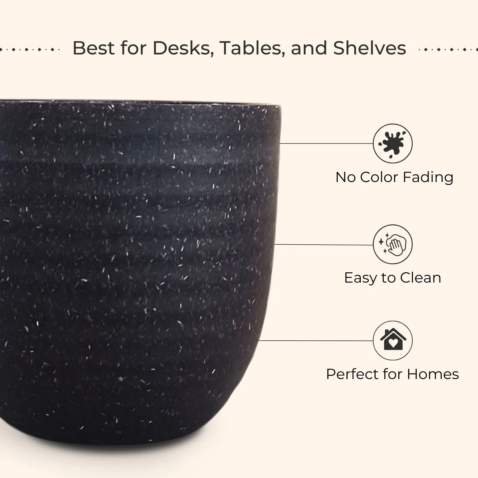 Indoor Small Pots (Black) - Set of 3 - Image 4