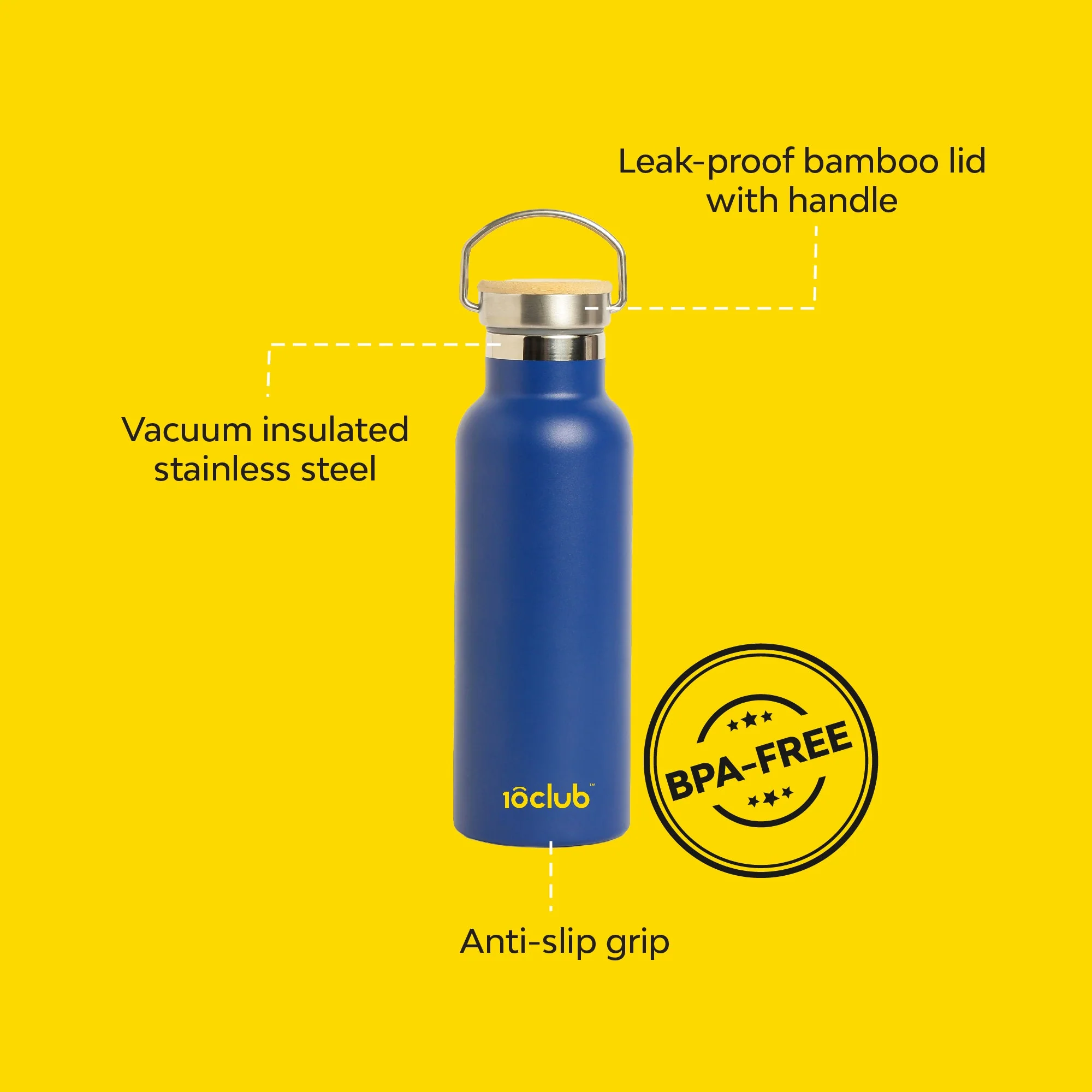 Insulated Bamboo Lid Water Bottle - Image 5